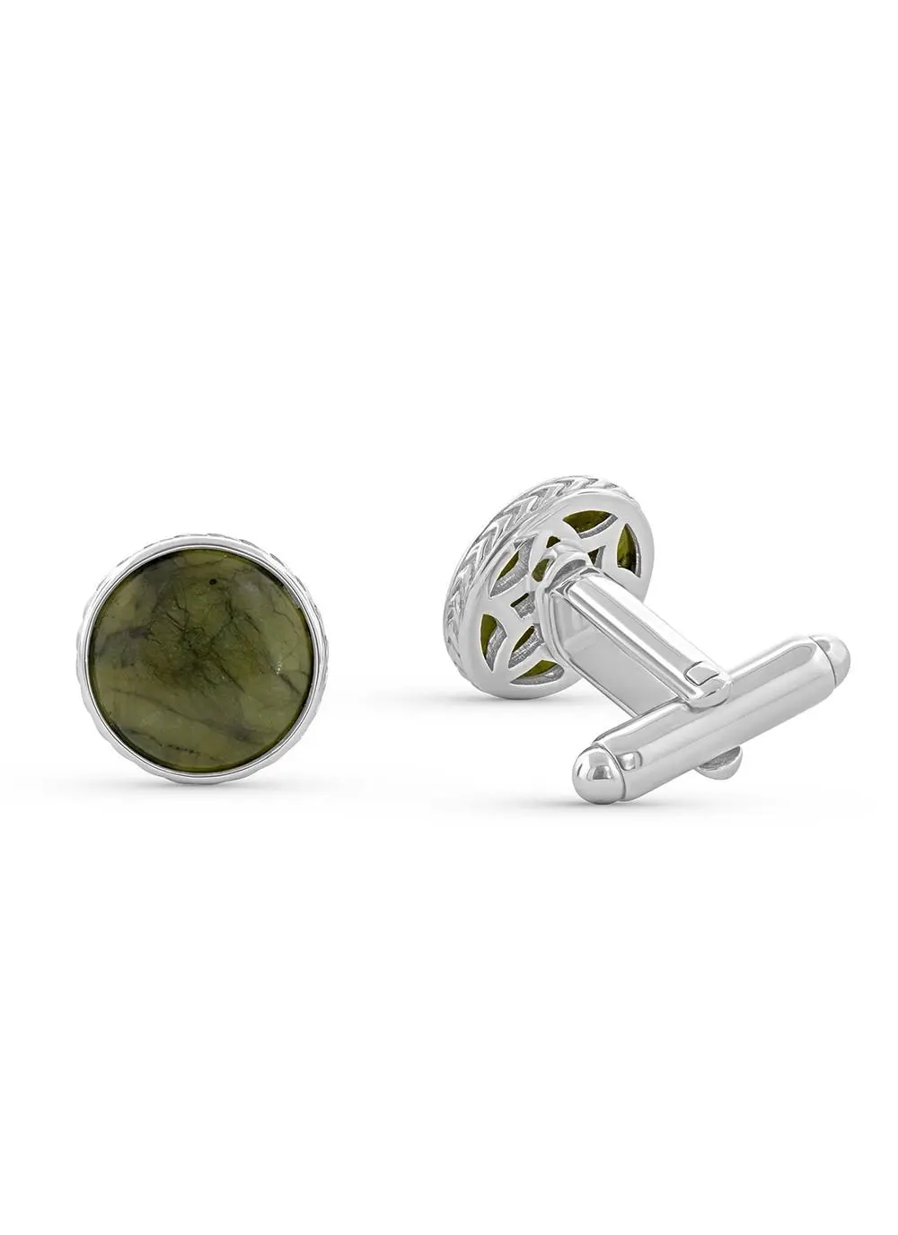 Sterling Silver Connemara Marble Round Cufflinks